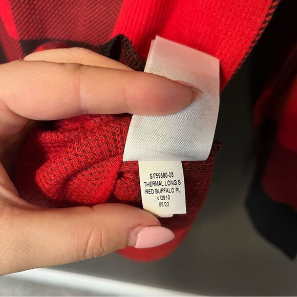 Old Navy Slim-Fit Printed Thermal-Knit Tee for Women NEW Large Red Buffalo Plaid - Picture 8 of 10
